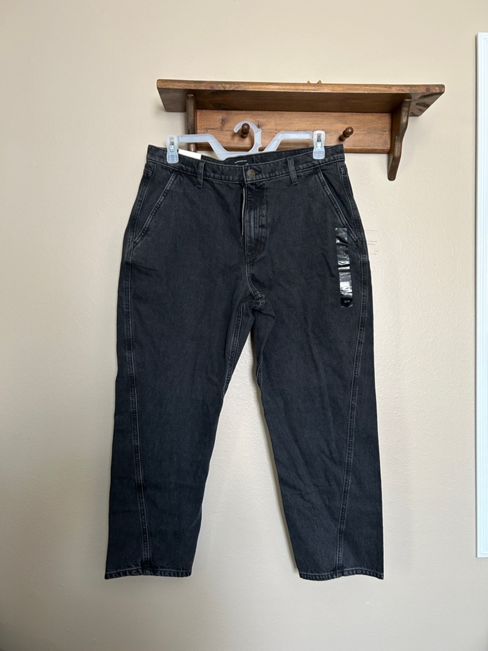 NWT Banana Republic High Rise Luxe Barrel Jeans Black Size 32/14
